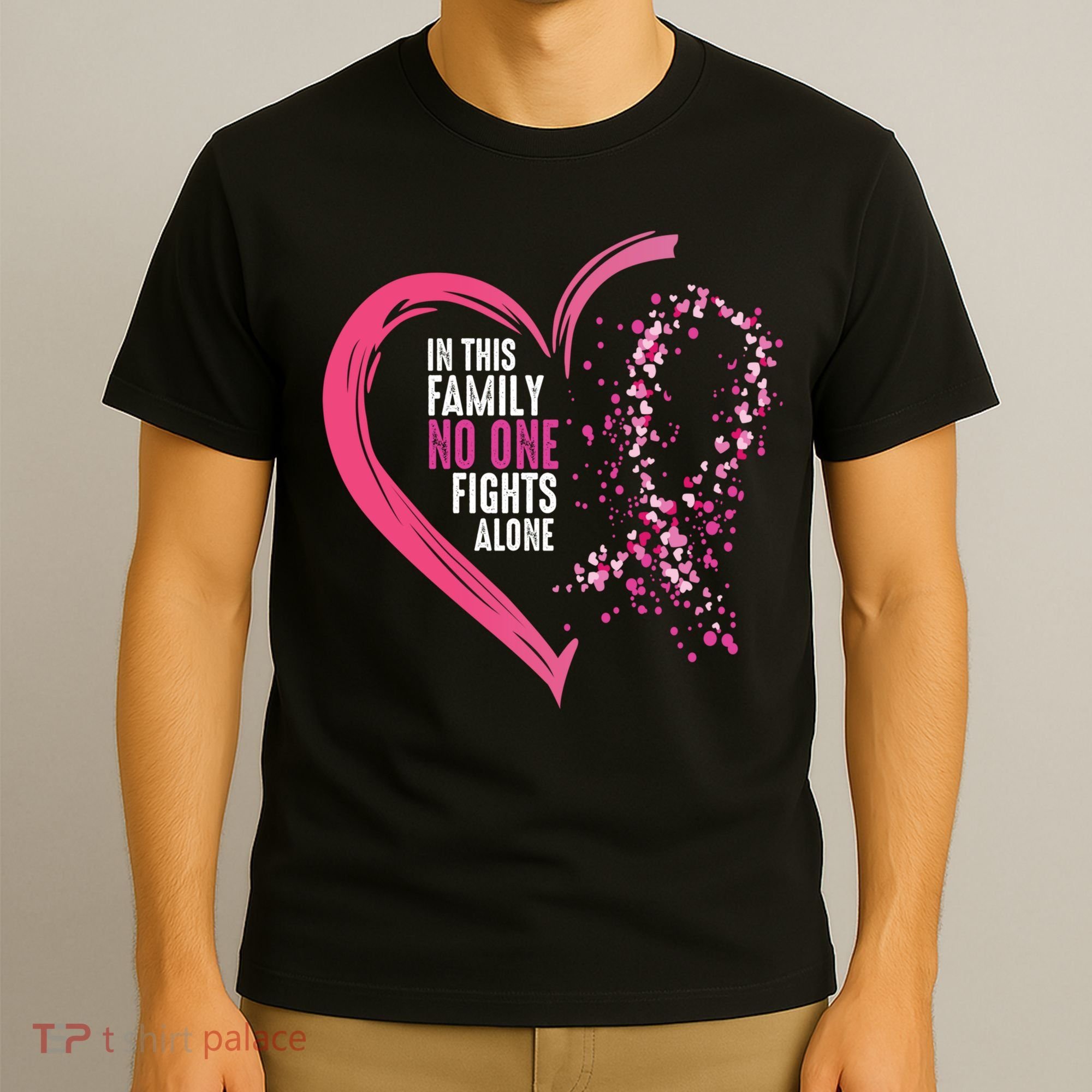 Peace Love Cure Hearted Pink Ribbon Breast Cancer Awareness Cool Gift T-Shirt