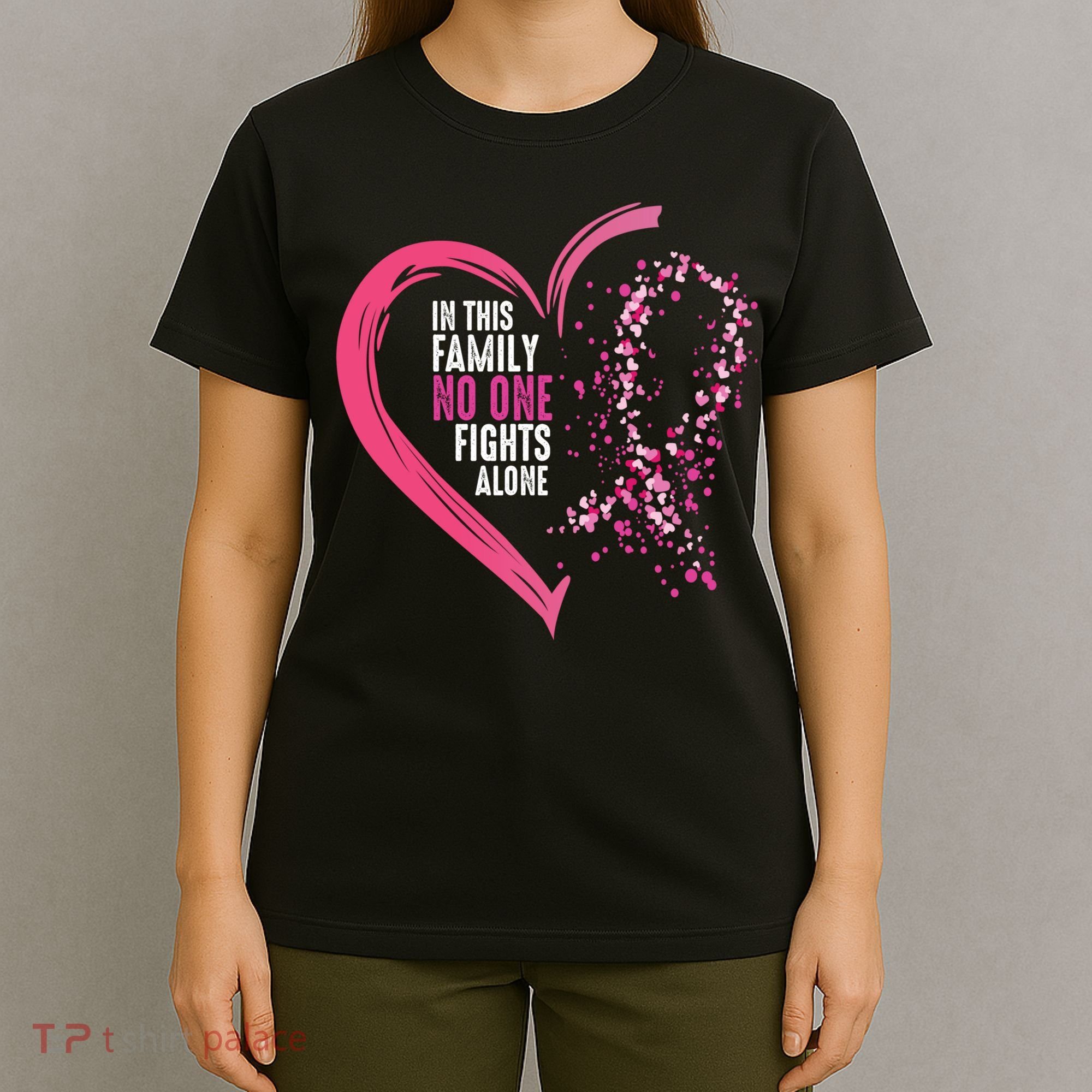 Peace Love Cure Hearted Pink Ribbon Breast Cancer Awareness Cool Gift T-Shirt
