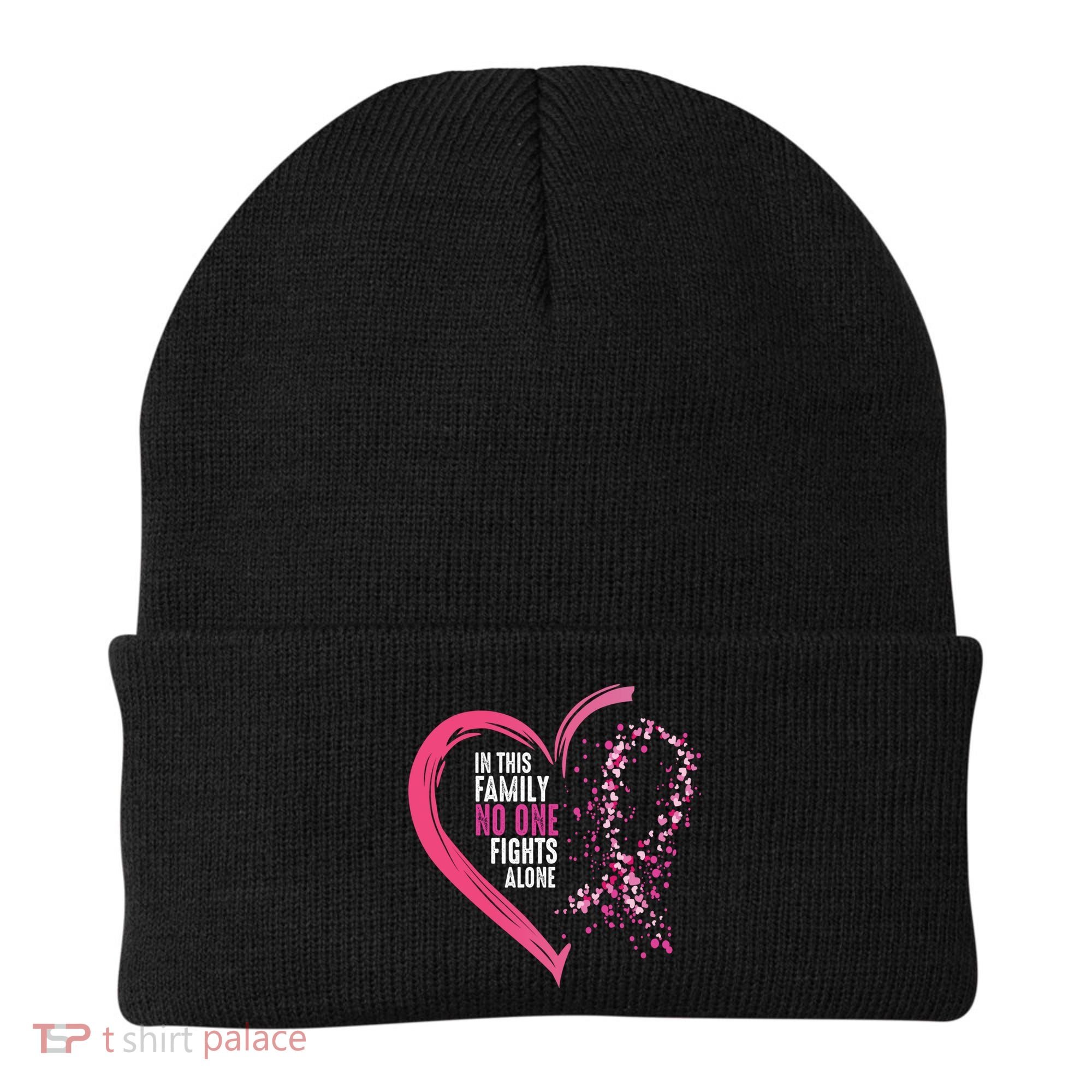 Peace Love Cure Hearted Pink Ribbon Breast Cancer Awareness Cool Gift Beanie