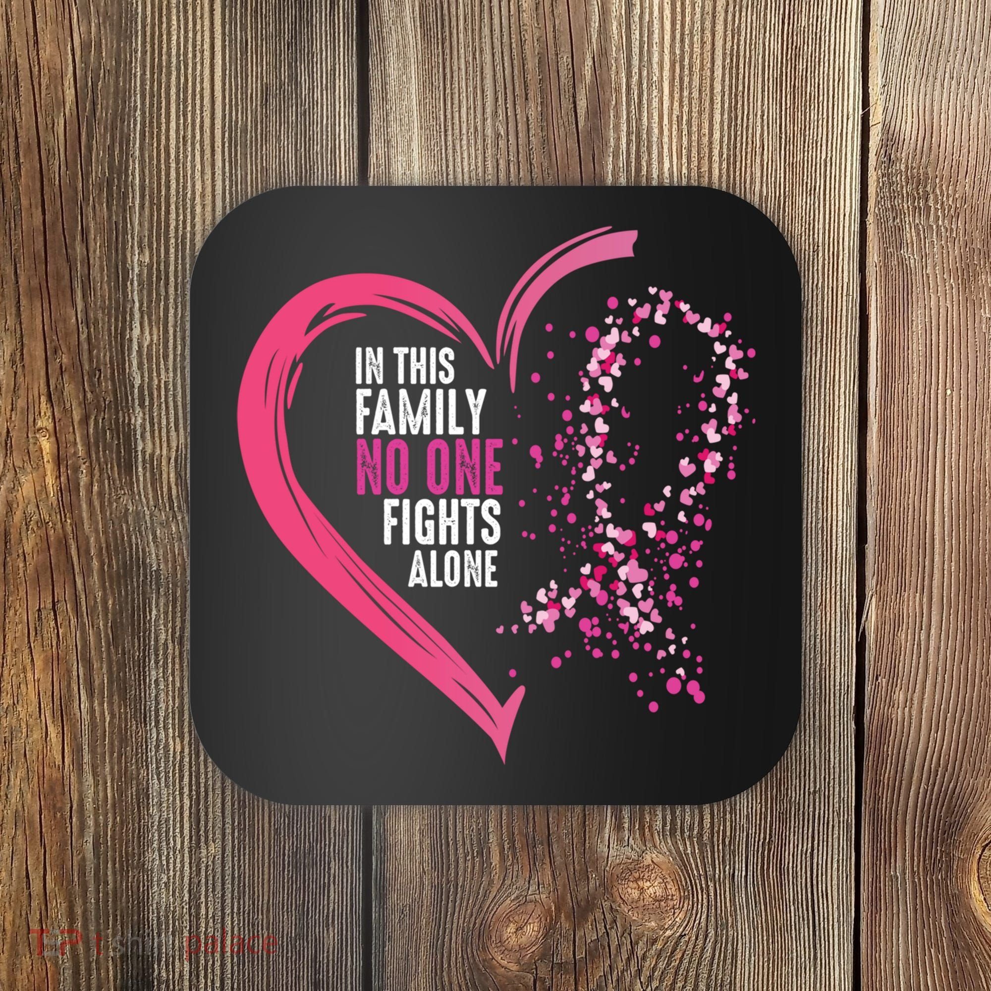 Peace Love Cure Hearted Pink Ribbon Breast Cancer Awareness Cool Gift Coaster