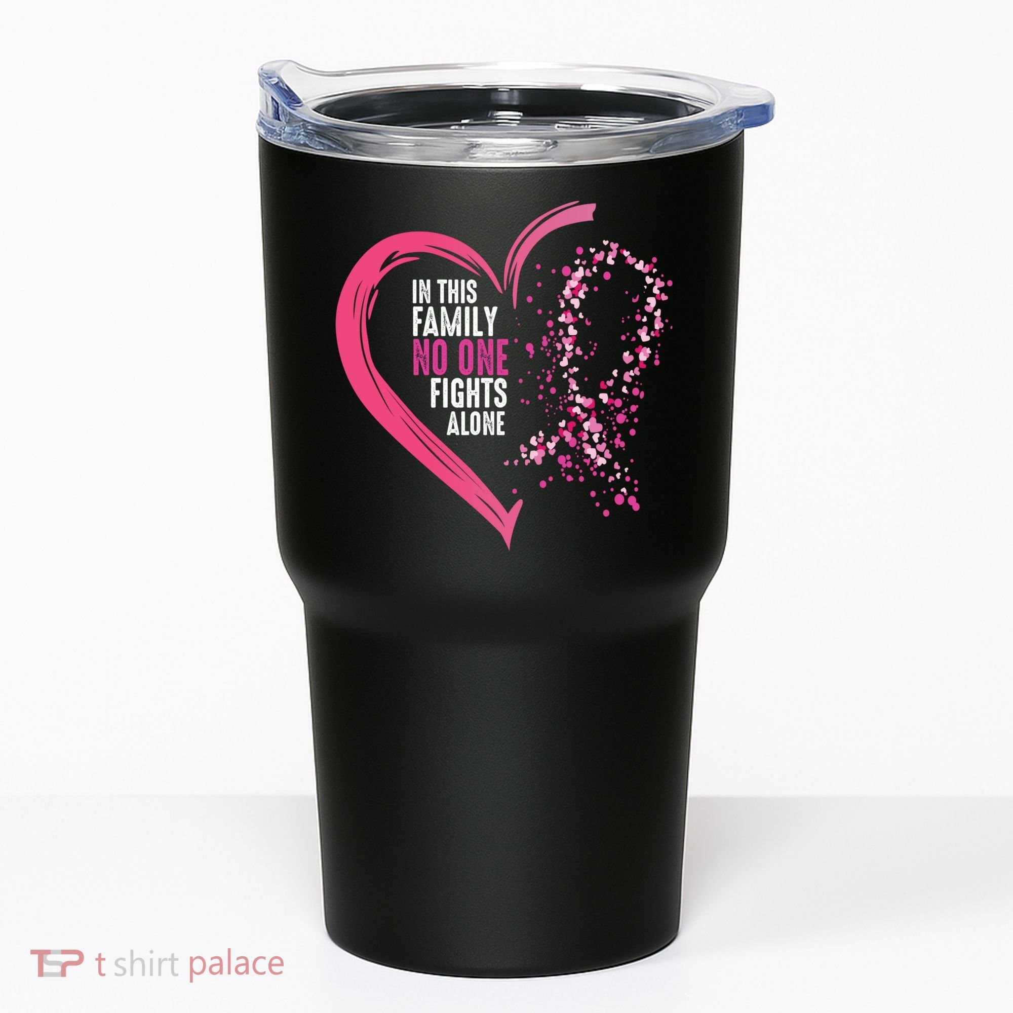 Peace Love Cure Hearted Pink Ribbon Breast Cancer Awareness Cool Gift Tumbler