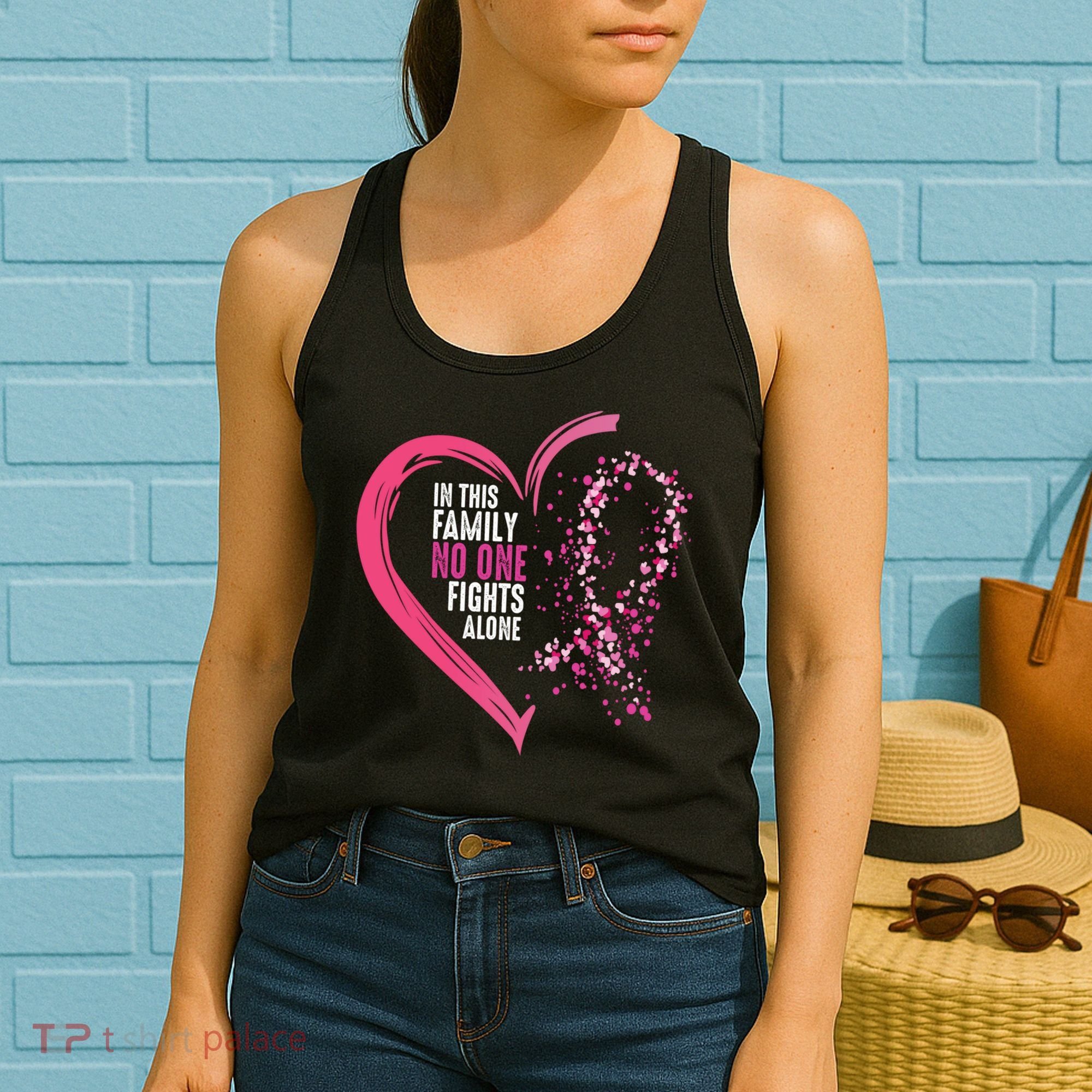 Peace Love Cure Hearted Pink Ribbon Breast Cancer Awareness Cool Gift Women's Tank Top