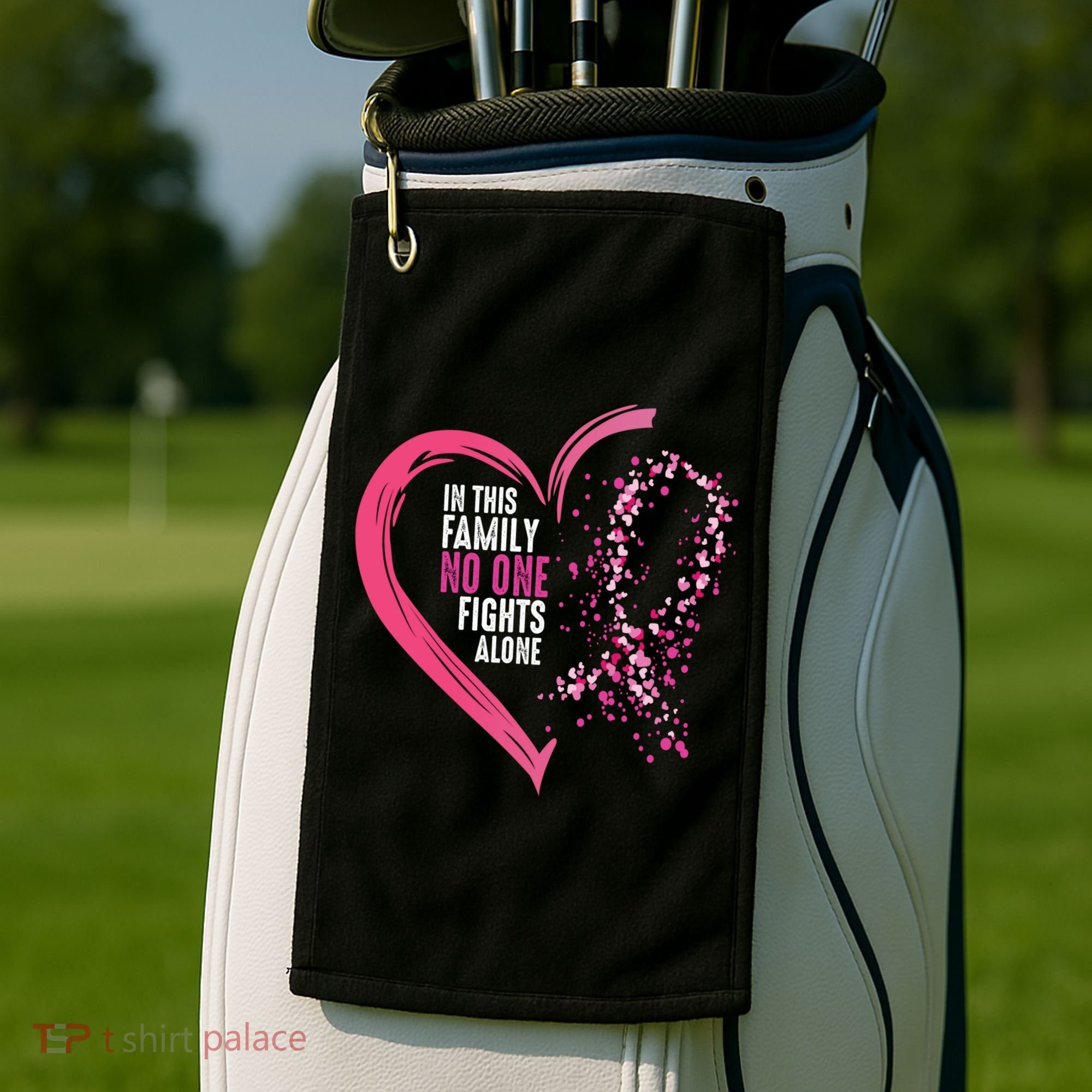 Peace Love Cure Hearted Pink Ribbon Breast Cancer Awareness Cool Gift Golf Towel
