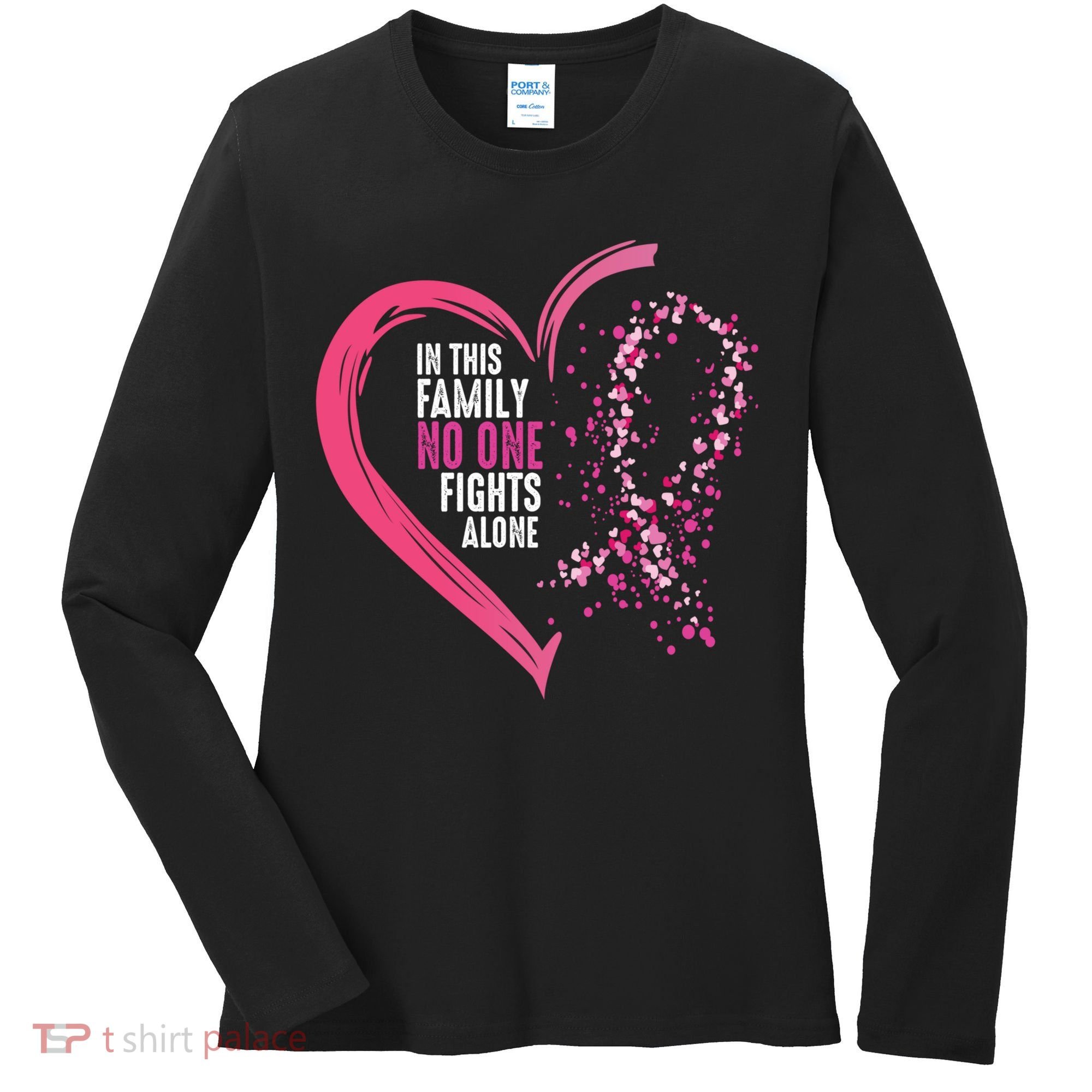 Peace Love Cure Hearted Pink Ribbon Breast Cancer Awareness Cool Gift Women's Long Sleeve Shirt