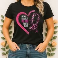 Peace Love Cure Hearted Pink Ribbon Breast Cancer Awareness Cool Gift Women's T-Shirt thumb 2
