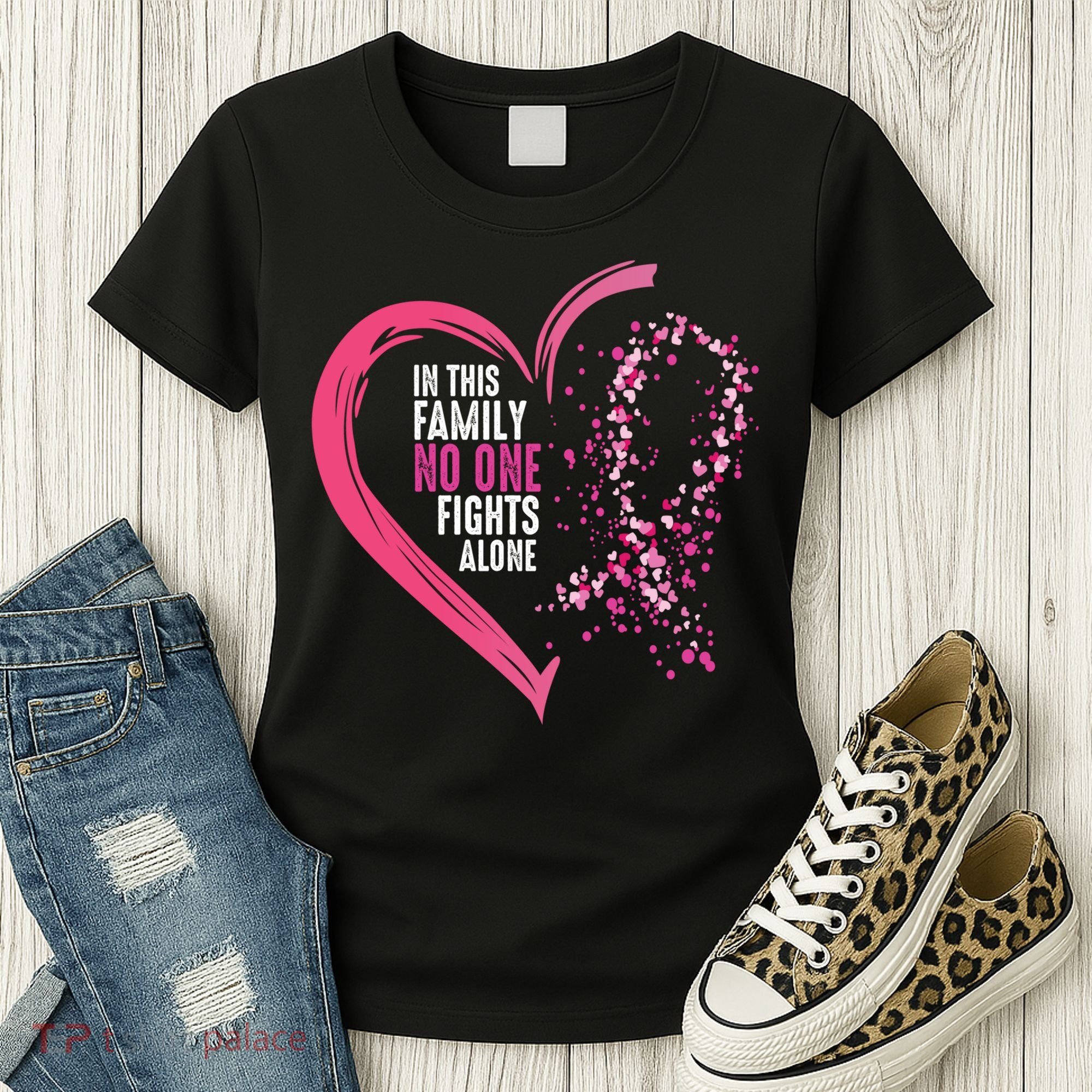 Peace Love Cure Hearted Pink Ribbon Breast Cancer Awareness Cool Gift Women's T-Shirt