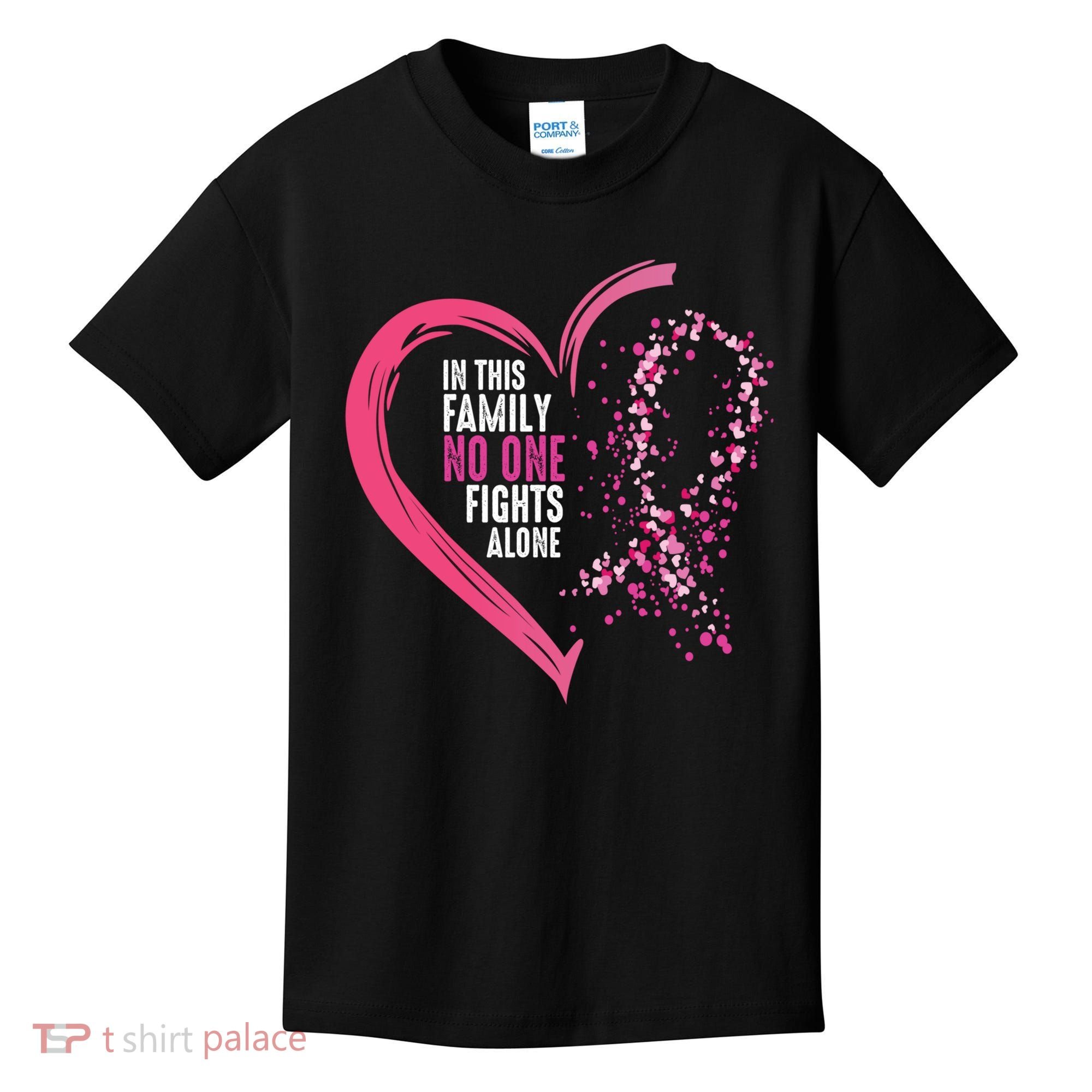 Peace Love Cure Hearted Pink Ribbon Breast Cancer Awareness Cool Gift Kids T-Shirt