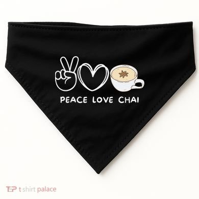 Peace Love Chai Tea Retro Chai Tea Lover USA-Made Doggie Bandana