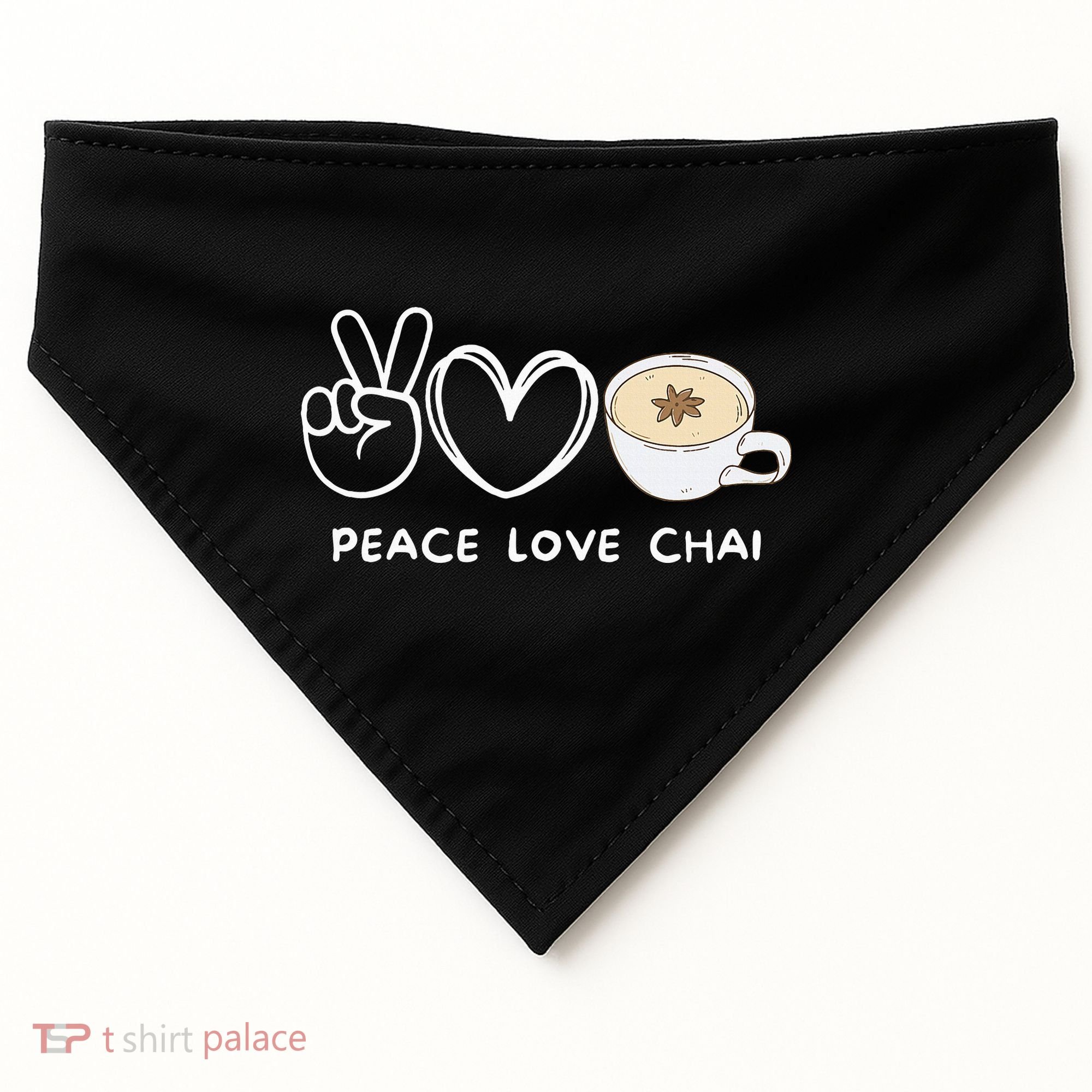 Peace Love Chai Tea Retro Chai Tea Lover USA-Made Doggie Bandana