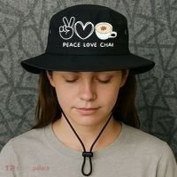 Peace Love Chai Tea Retro Chai Tea Lover Bucket Hat thumb 3