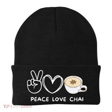Peace Love Chai Tea Retro Chai Tea Lover Beanie
