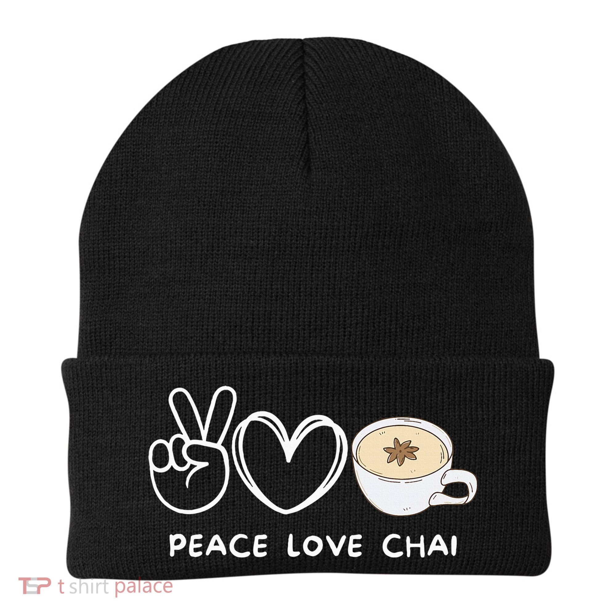 Peace Love Chai Tea Retro Chai Tea Lover Beanie