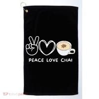 Peace Love Chai Tea Retro Chai Tea Lover Golf Towel thumb 0