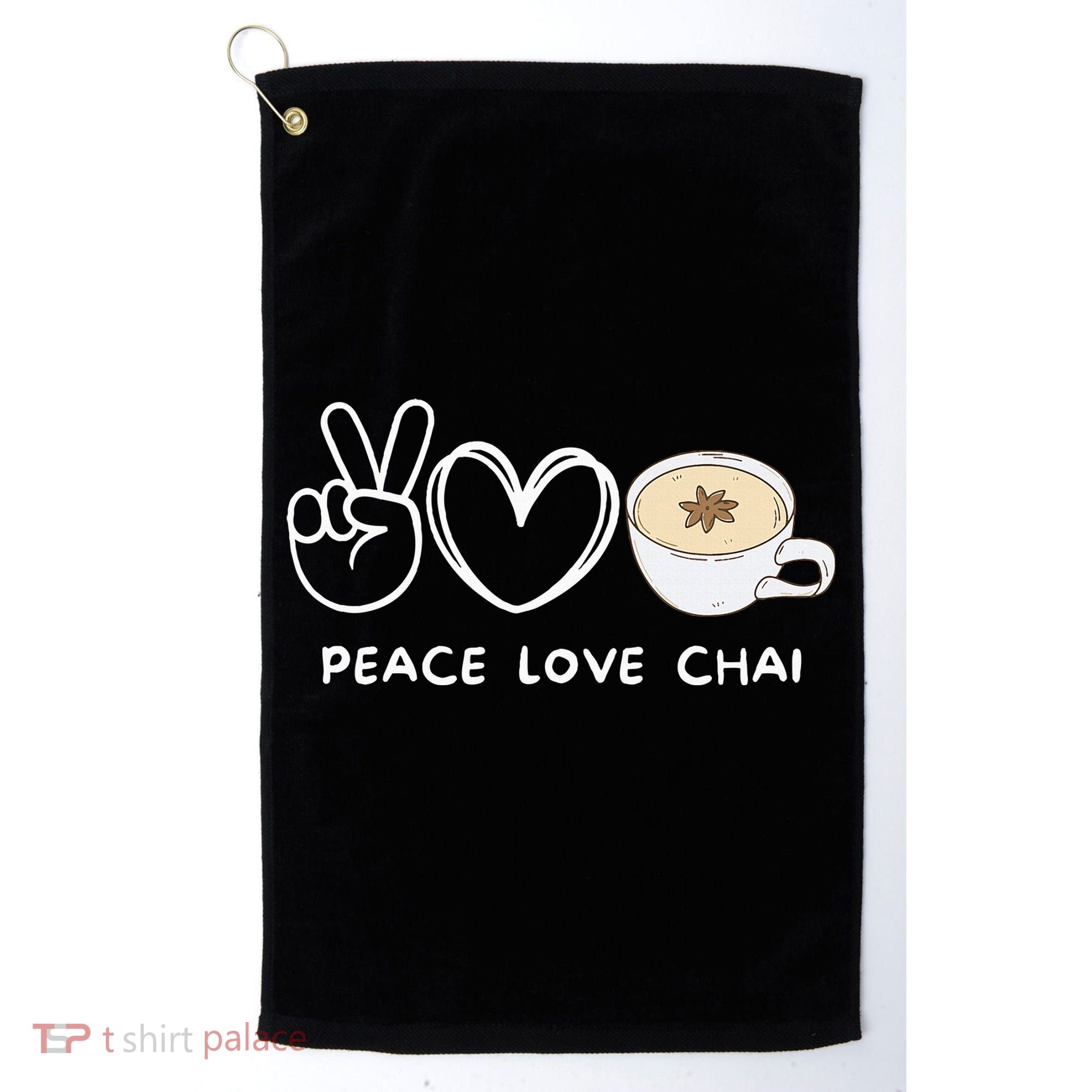 Peace Love Chai Tea Retro Chai Tea Lover Golf Towel