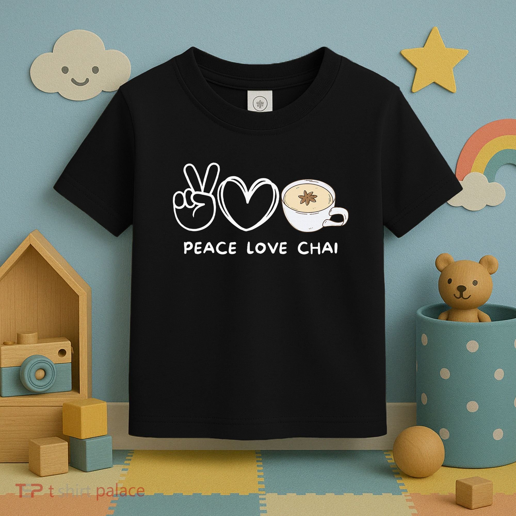 Peace Love Chai Tea Retro Chai Tea Lover Toddler T-Shirt