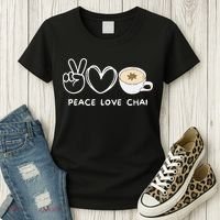 Peace Love Chai Tea Retro Chai Tea Lover Women's T-Shirt thumb 3