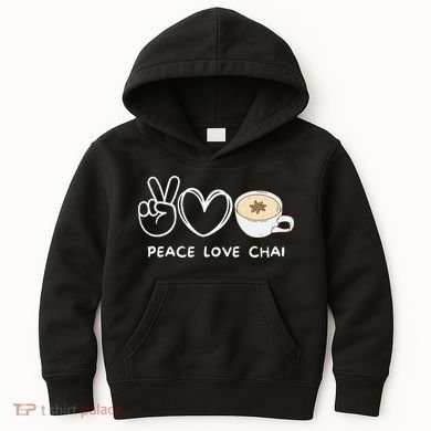 Peace Love Chai Tea Retro Chai Tea Lover Kids Hoodie