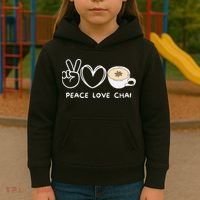 Peace Love Chai Tea Retro Chai Tea Lover Kids Hoodie thumb 3
