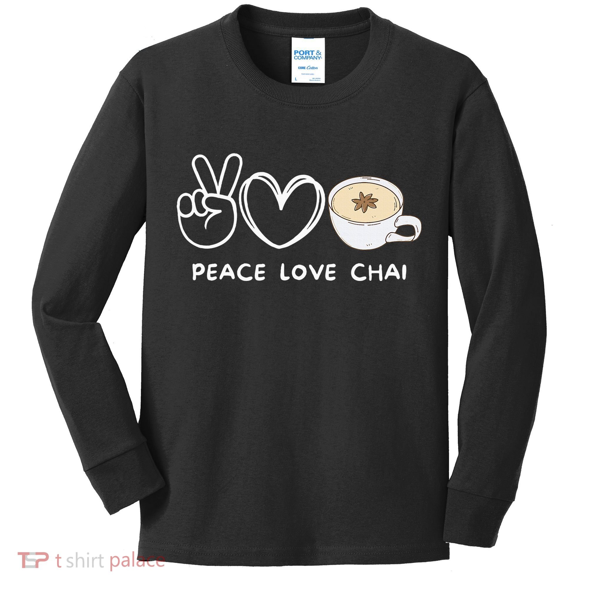 Peace Love Chai Tea Retro Chai Tea Lover Kids Long Sleeve Shirt