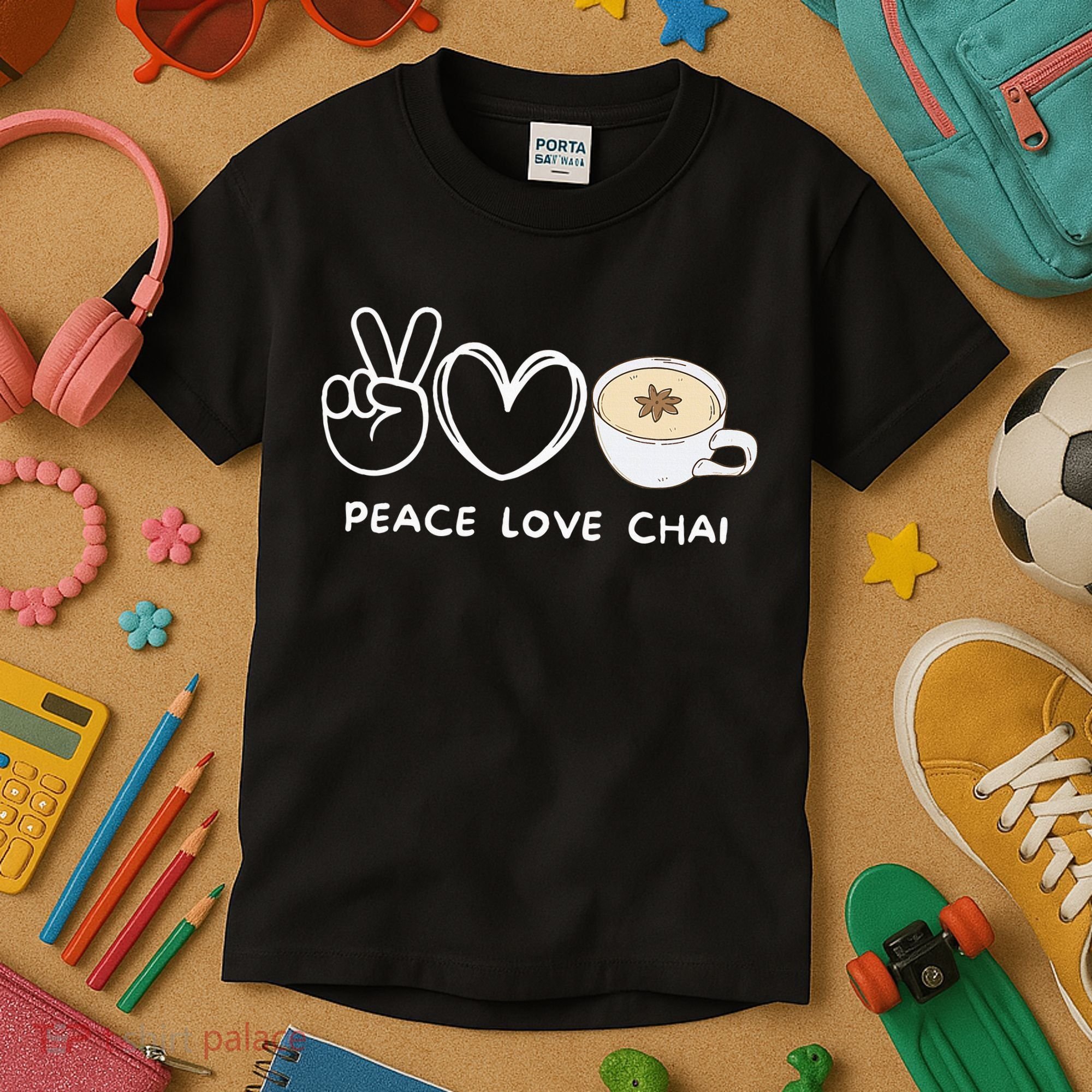 Peace Love Chai Tea Retro Chai Tea Lover Kids T-Shirt