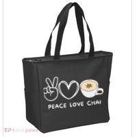 Peace Love Chai Tea Retro Chai Tea Lover Tote Bag thumb 2