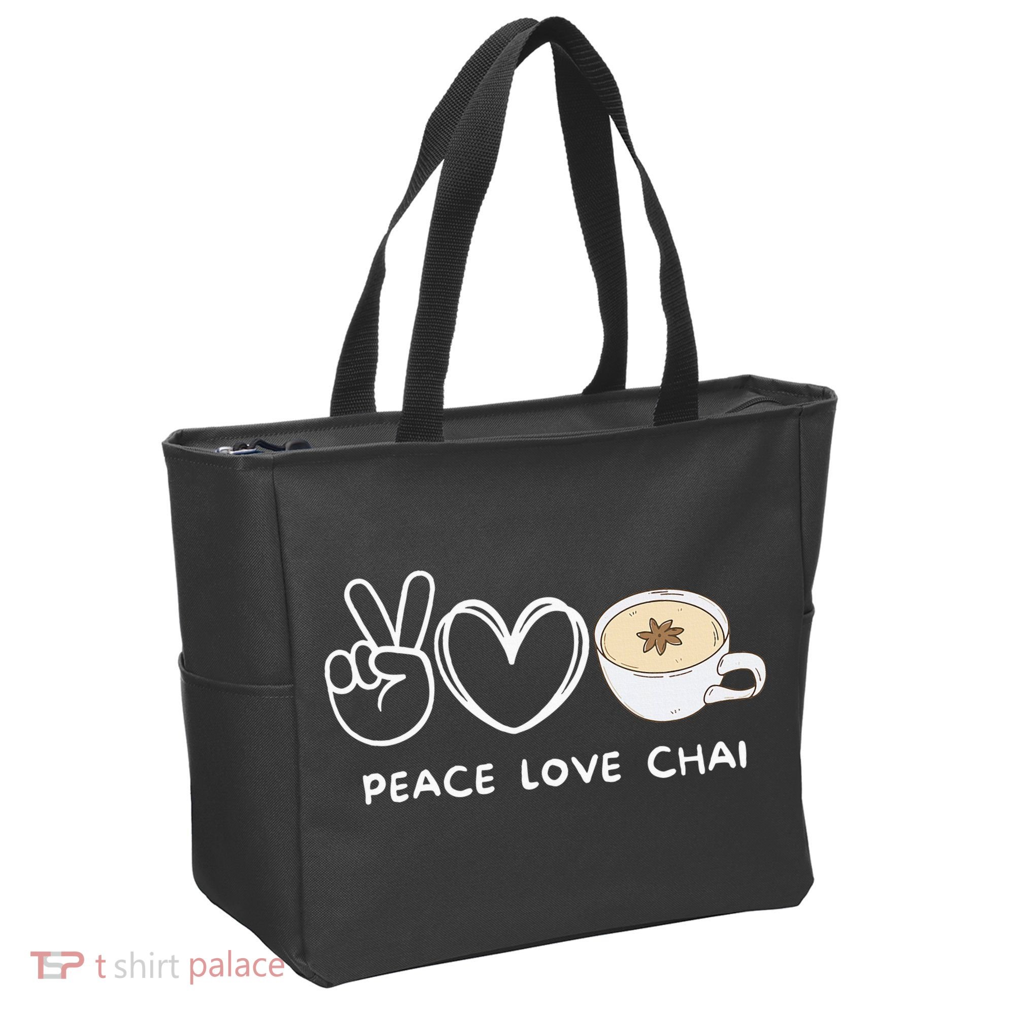 Peace Love Chai Tea Retro Chai Tea Lover Tote Bag
