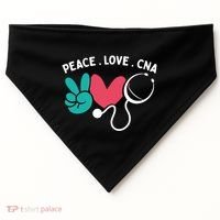 Peace Love Cna Certified Nursing Assistant Cute Nurse Gift USA-Made Doggie Bandana thumb 0