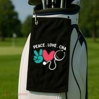 Peace Love Cna Certified Nursing Assistant Cute Nurse Gift Golf Towel thumb 2