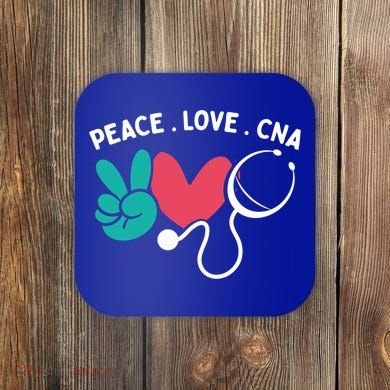 Peace Love Cna Certified Nursing Assistant Cute Nurse Gift Coaster
