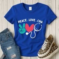 Peace Love Cna Certified Nursing Assistant Cute Nurse Gift Women's T-Shirt thumb 3