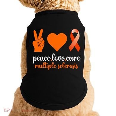 Peace Love Cure Multiple Sclerosis Awareness Family Warrior Meaningful Gift Doggie Tank