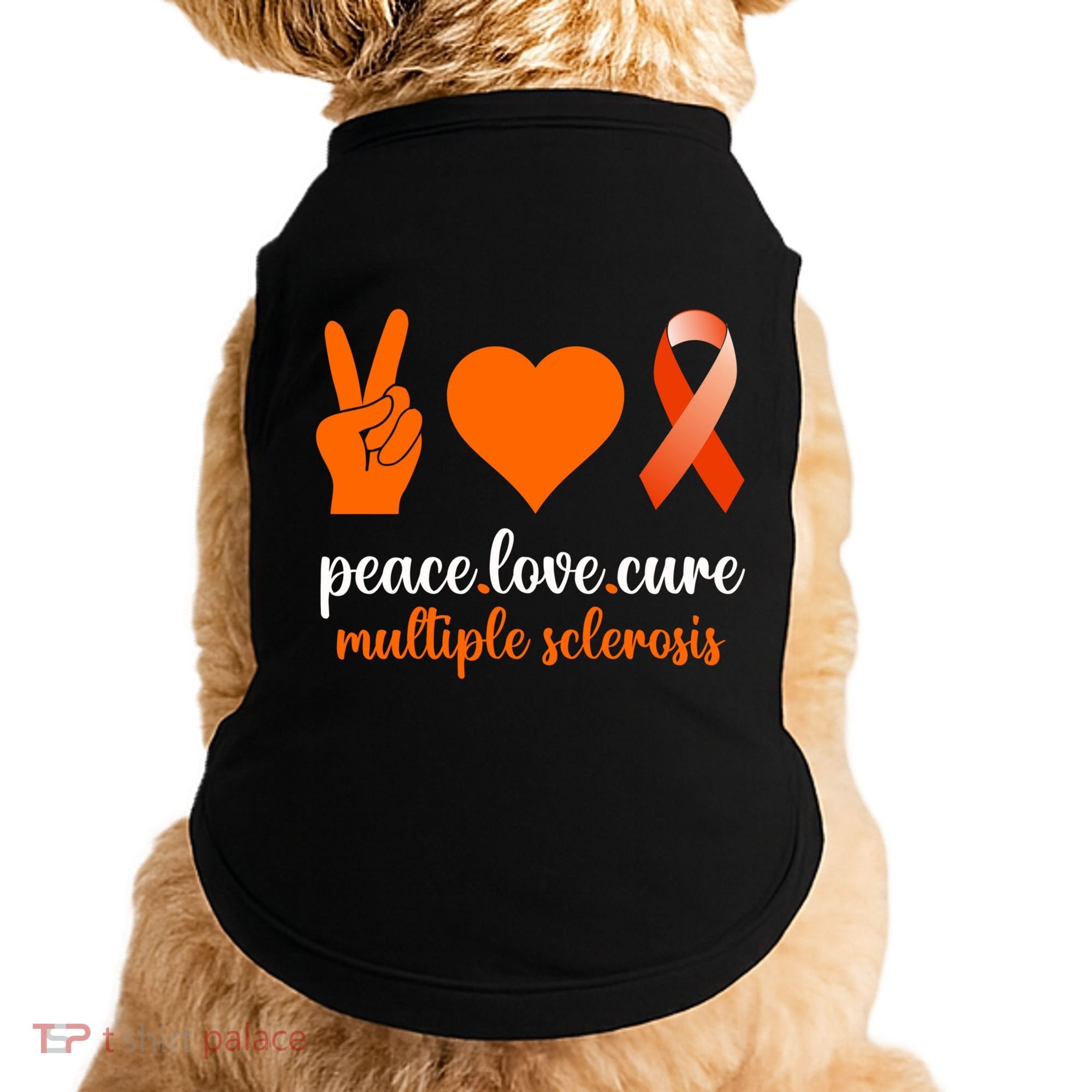 Peace Love Cure Multiple Sclerosis Awareness Family Warrior Meaningful Gift Doggie Tank
