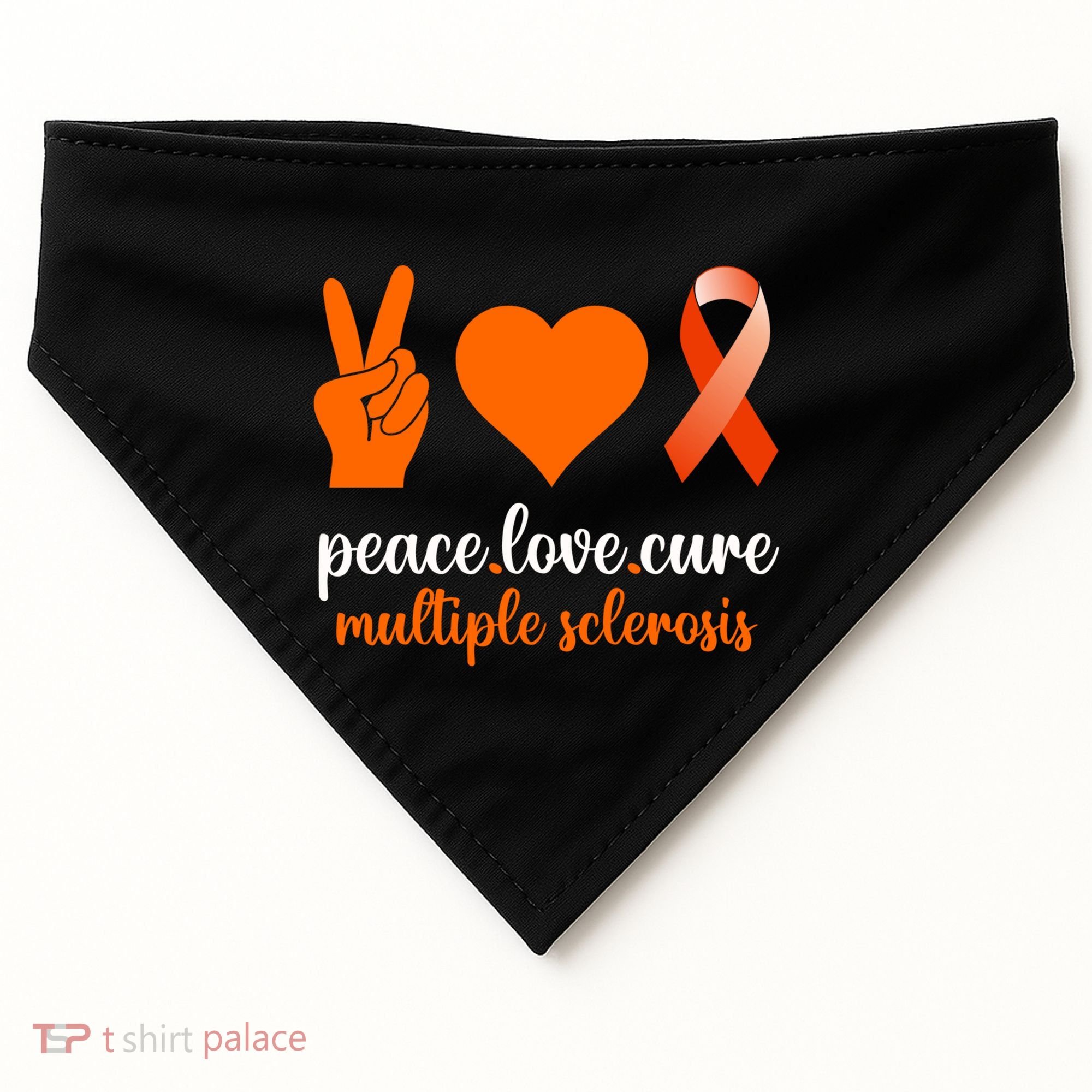 Peace Love Cure Multiple Sclerosis Awareness Family Warrior Meaningful Gift USA-Made Doggie Bandana