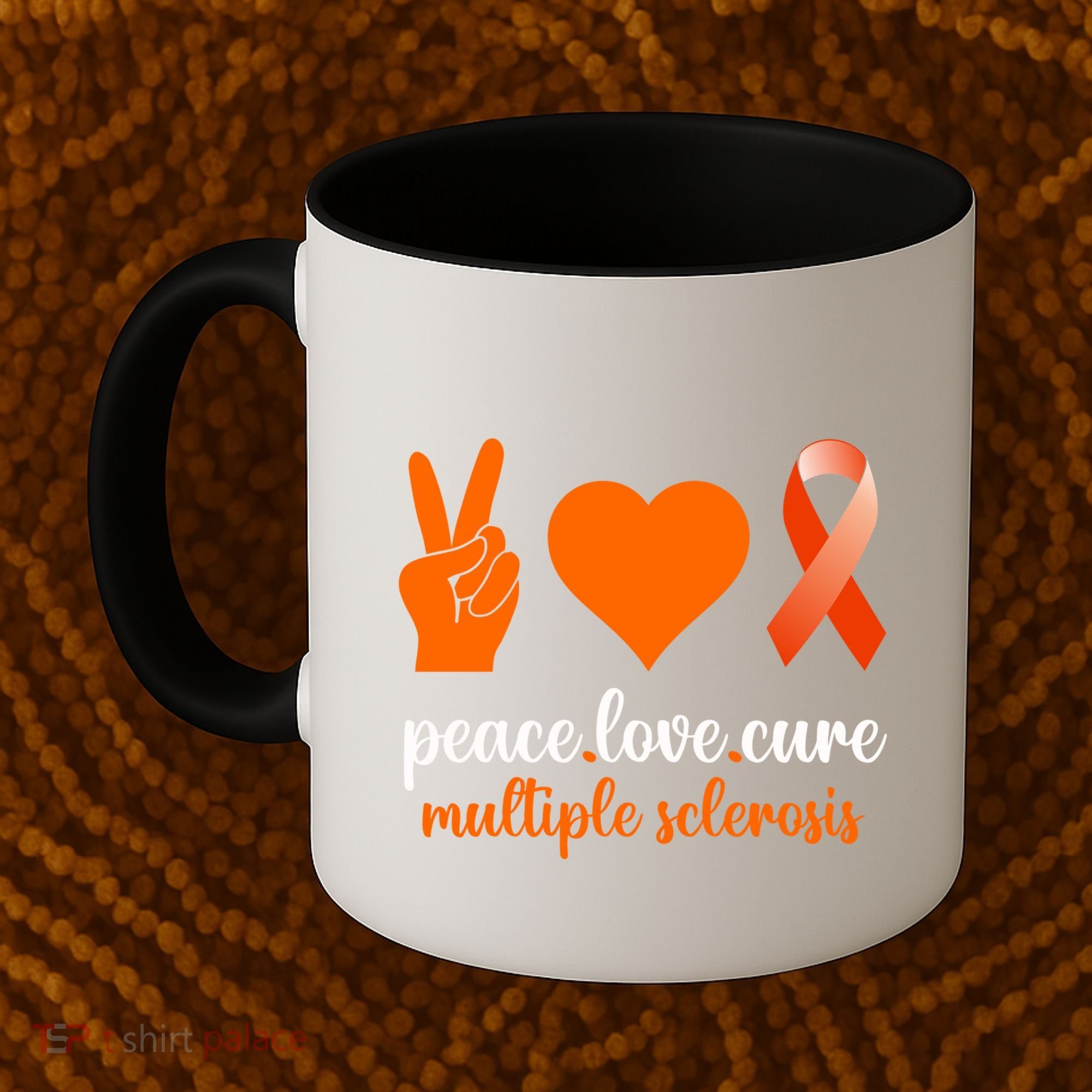 Peace Love Cure Multiple Sclerosis Awareness Family Warrior Meaningful Gift Coffee Mug