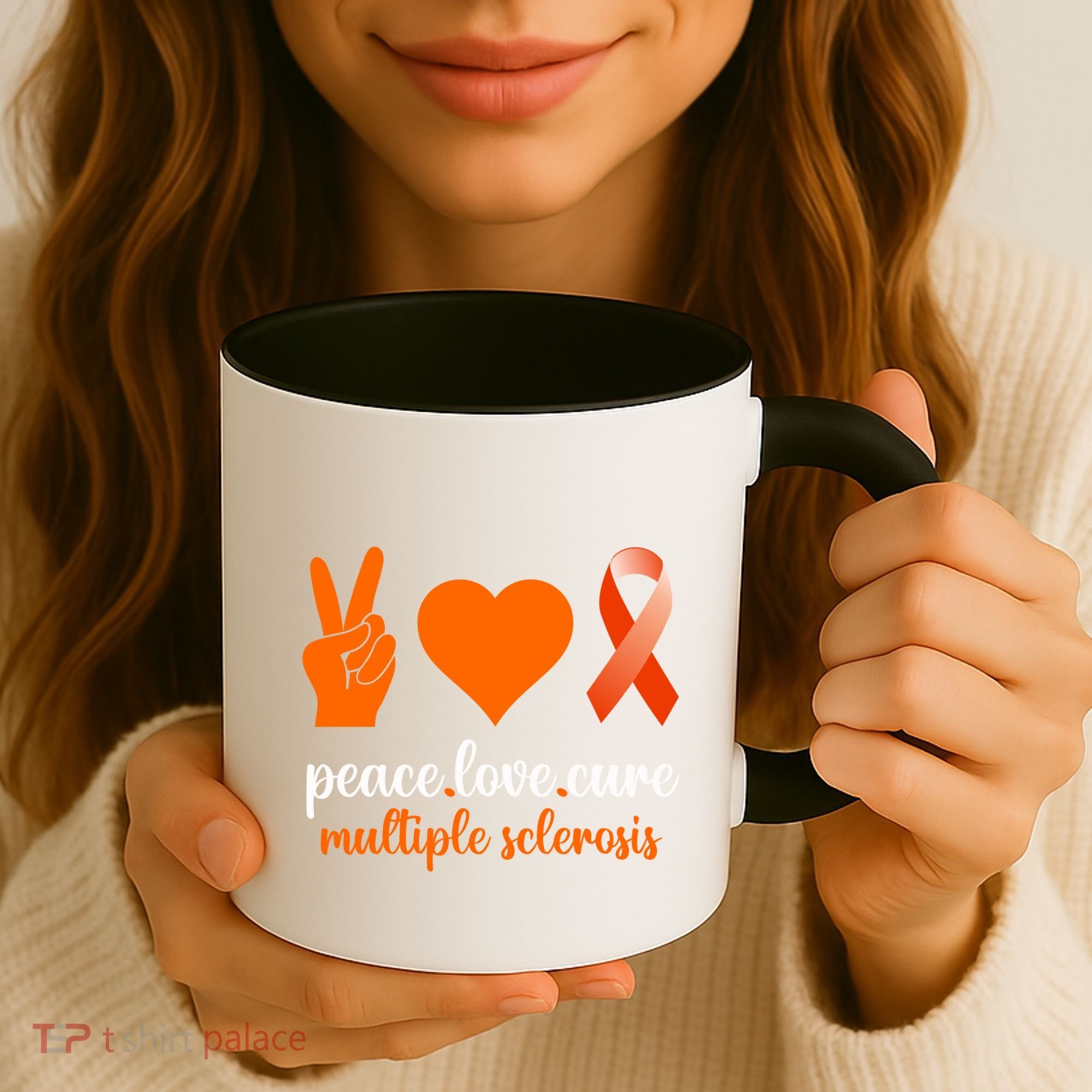 Peace Love Cure Multiple Sclerosis Awareness Family Warrior Meaningful Gift Coffee Mug