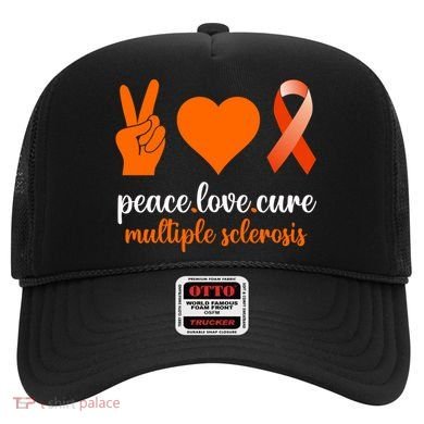 Peace Love Cure Multiple Sclerosis Awareness Family Warrior Meaningful Gift Hat