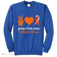 Peace Love Cure Multiple Sclerosis Awareness Family Warrior Meaningful Gift Sweatshirt thumb 0
