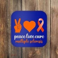 Peace Love Cure Multiple Sclerosis Awareness Family Warrior Meaningful Gift Coaster thumb 0