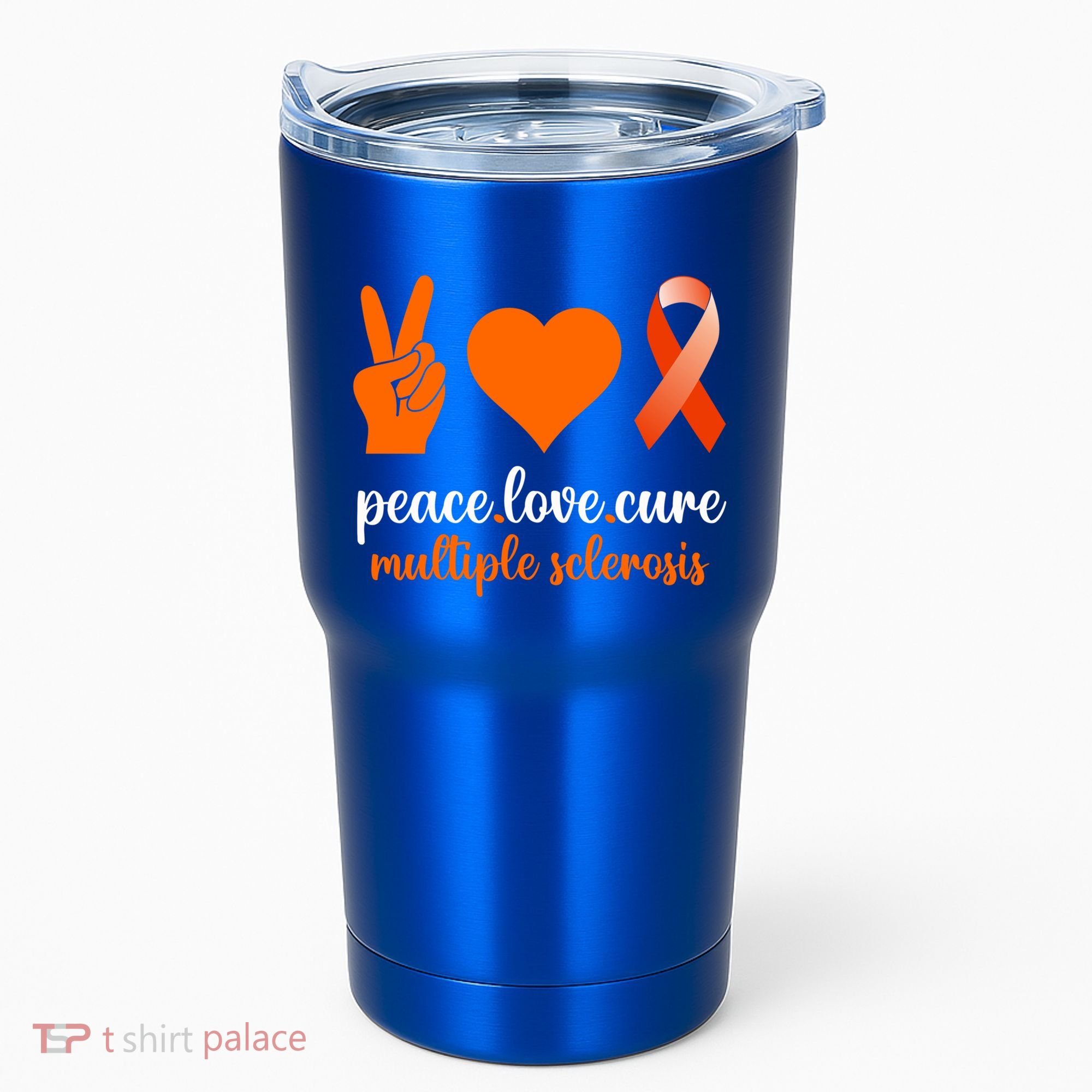 Peace Love Cure Multiple Sclerosis Awareness Family Warrior Meaningful Gift Tumbler