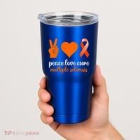 Peace Love Cure Multiple Sclerosis Awareness Family Warrior Meaningful Gift Tumbler thumb 2