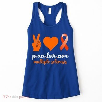 Peace Love Cure Multiple Sclerosis Awareness Family Warrior Meaningful Gift Women's Tank Top