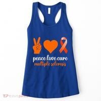 Peace Love Cure Multiple Sclerosis Awareness Family Warrior Meaningful Gift Women's Tank Top thumb 0