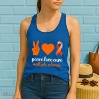 Peace Love Cure Multiple Sclerosis Awareness Family Warrior Meaningful Gift Women's Tank Top thumb 2