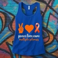 Peace Love Cure Multiple Sclerosis Awareness Family Warrior Meaningful Gift Women's Tank Top thumb 3