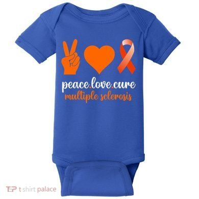 Peace Love Cure Multiple Sclerosis Awareness Family Warrior Meaningful Gift Baby Bodysuit