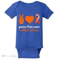 Peace Love Cure Multiple Sclerosis Awareness Family Warrior Meaningful Gift Baby Bodysuit thumb 0