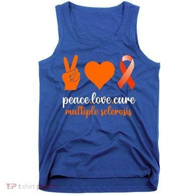 Peace Love Cure Multiple Sclerosis Awareness Family Warrior Meaningful Gift Tank Top