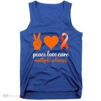 Peace Love Cure Multiple Sclerosis Awareness Family Warrior Meaningful Gift Tank Top thumb 0