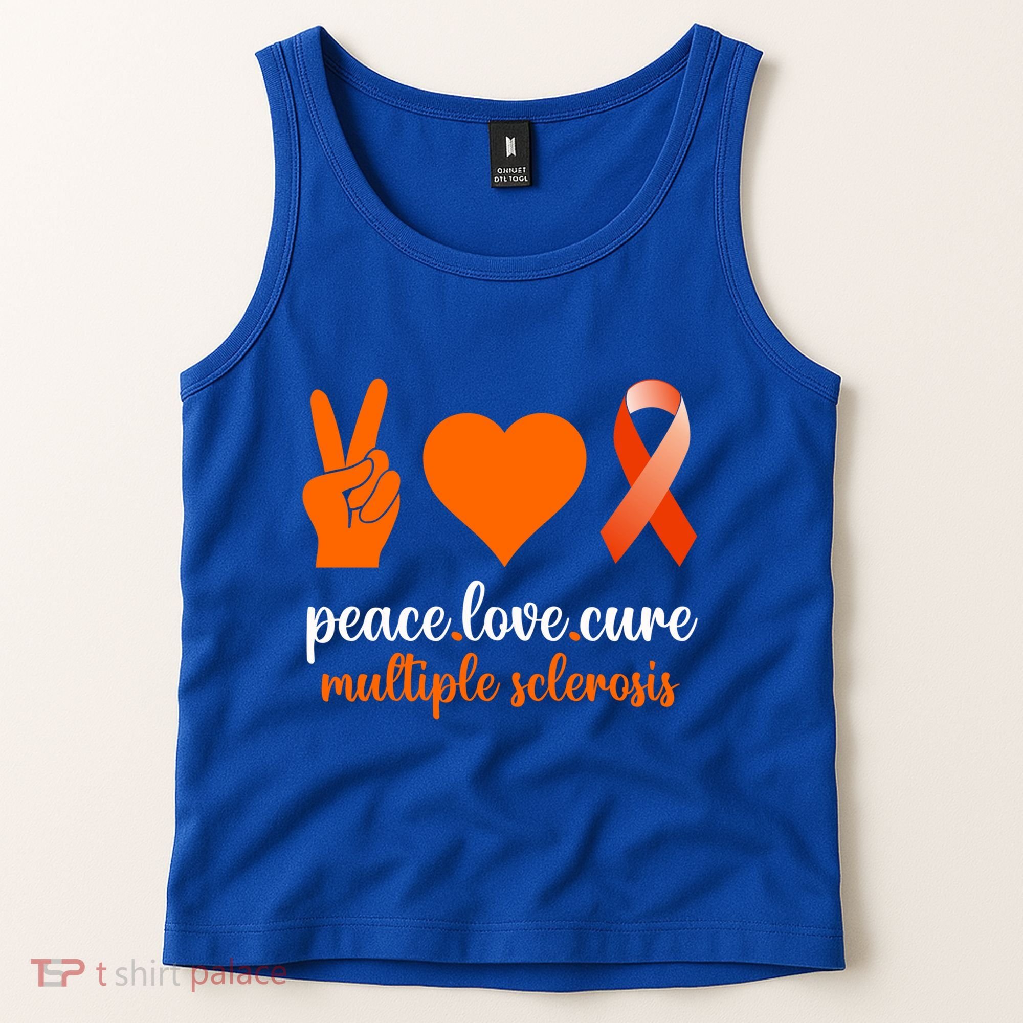 Peace Love Cure Multiple Sclerosis Awareness Family Warrior Meaningful Gift Tank Top