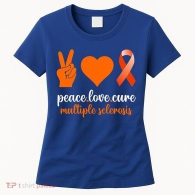 Peace Love Cure Multiple Sclerosis Awareness Family Warrior Meaningful Gift Women's T-Shirt
